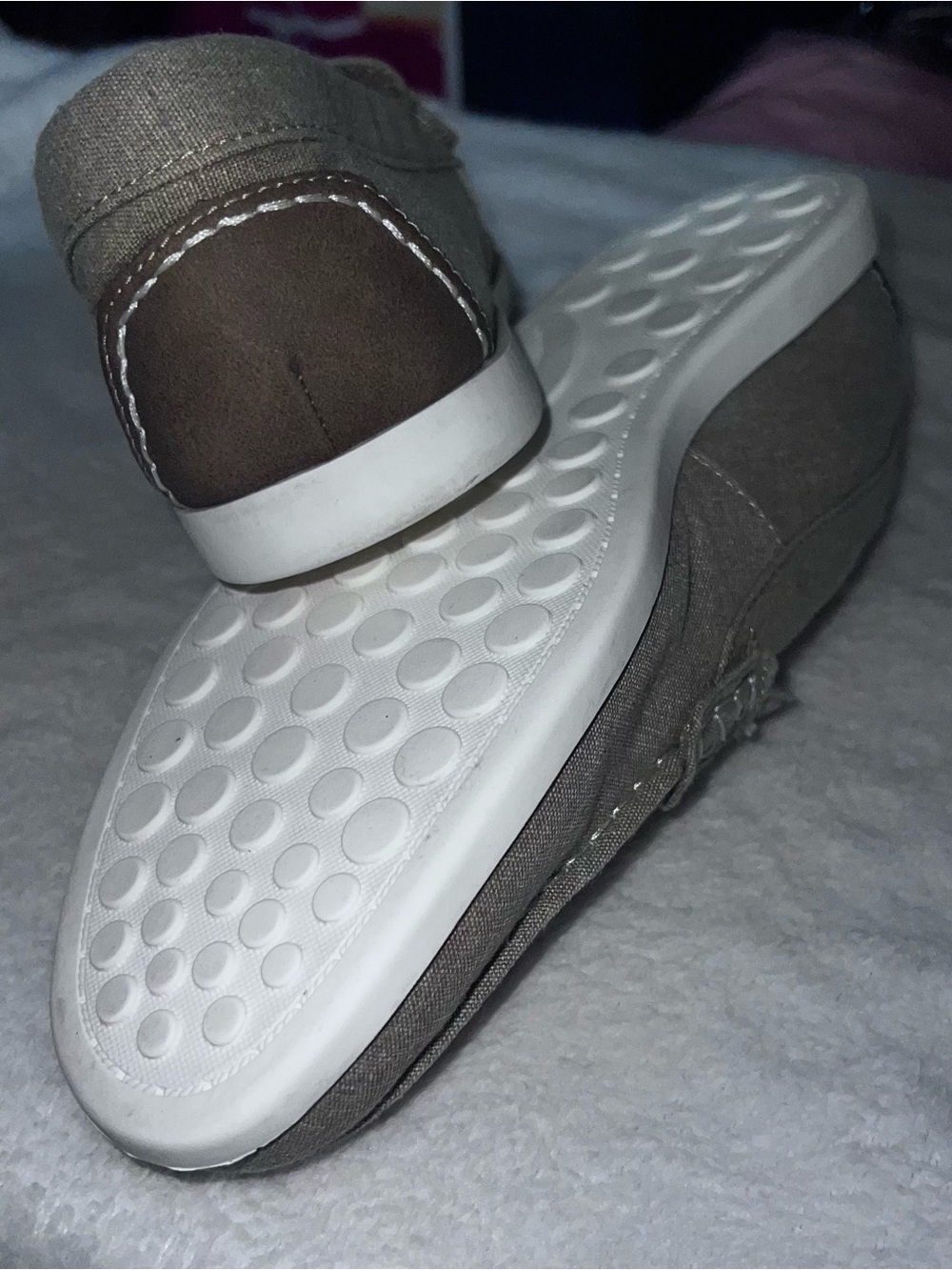 Men's Casual Slip-On Loafers in Taupe Canvas MS009 - Picture 3 of 7